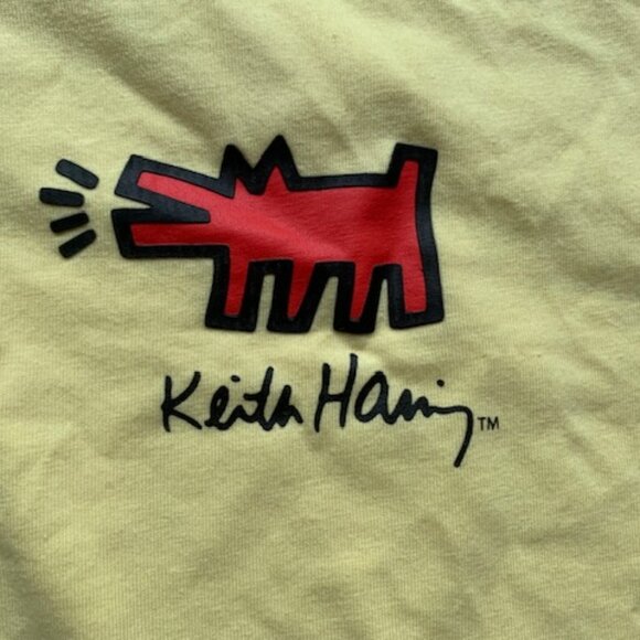 Keith Haring Graphic T-Shirt | Size L | Yellow with Red Dog Design | Modern Art - Picture 3 of 7